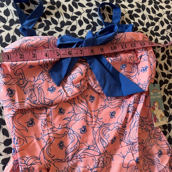 Unique Vintage X My Little Ponies Pink & Blue Bow Front Pinup Romper NWT M-L? - Picture 14 of 15